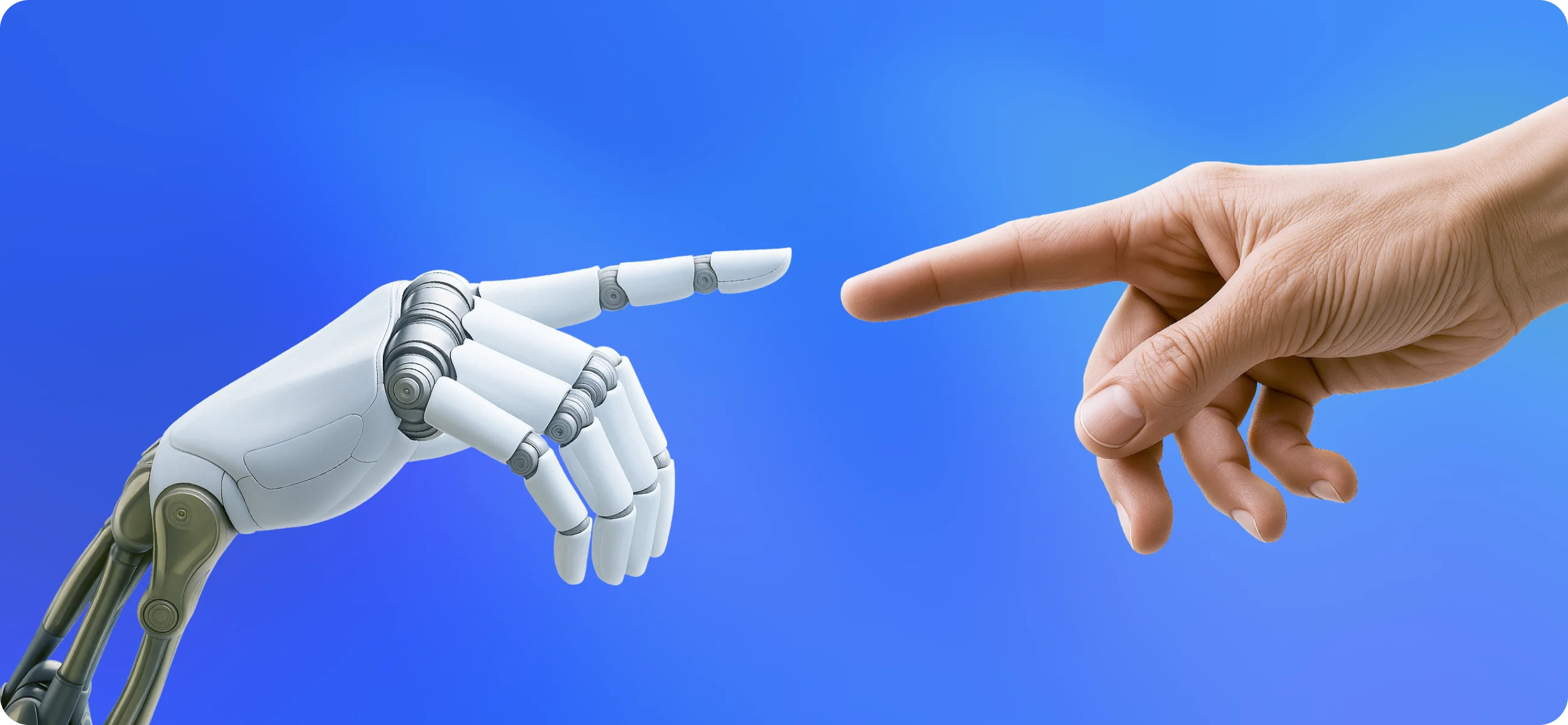 Robot hand touching human hand